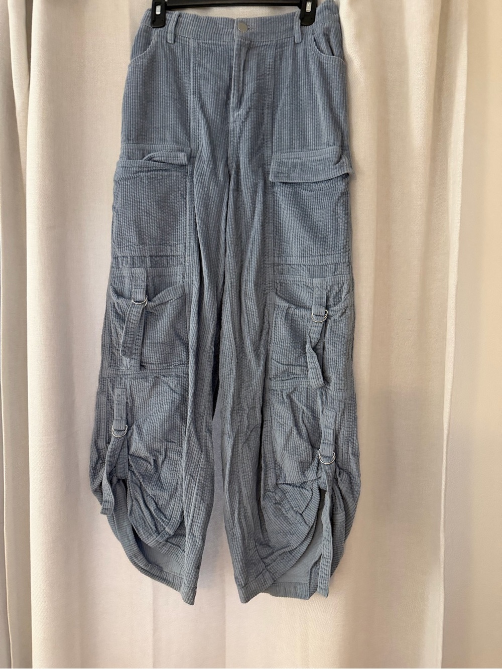 Relaxed Cargo Corduroy Pants in Light Blue